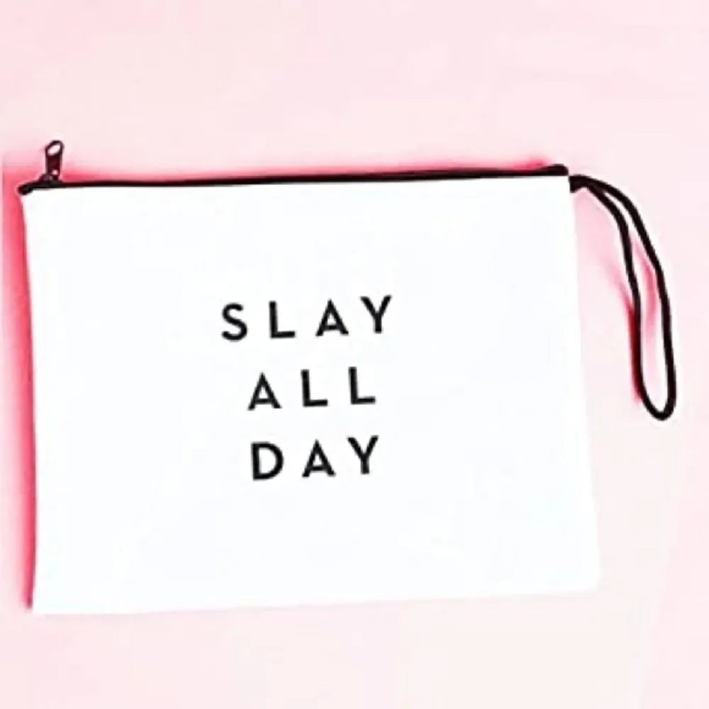 ✨Milly White Slay All Day Zipper Pouch